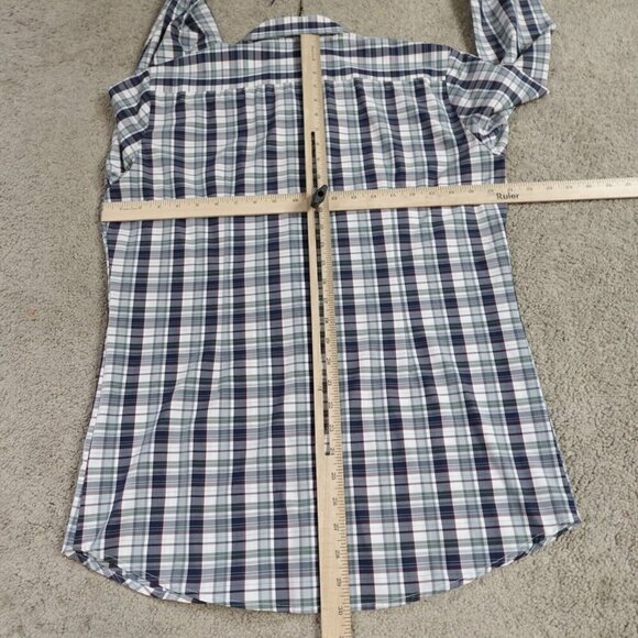 Mizzen + Main Shirt Medium Blue Plaid Trim Fit Performance Leeward USA Made - Picture 4 of 8